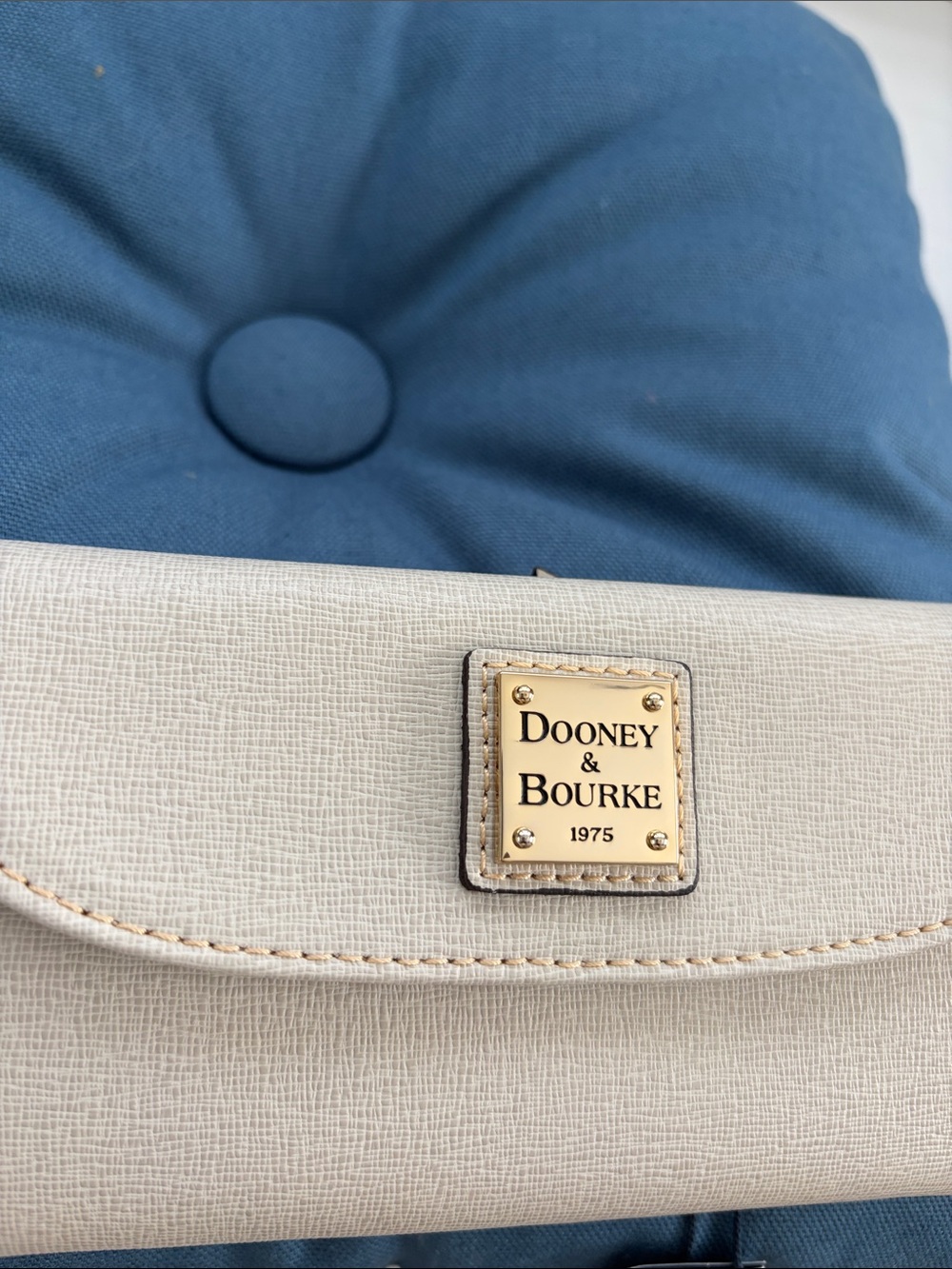 Dooney & Bourke Cream Saffiano Leather Continental Wallet with Gold Plate NWT